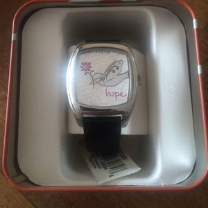 Fossil watch with black leather band!
