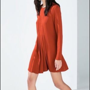 ZARA RED MINI DRESS WITH BOX PLEATS