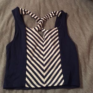 Navy and white stripped crop top