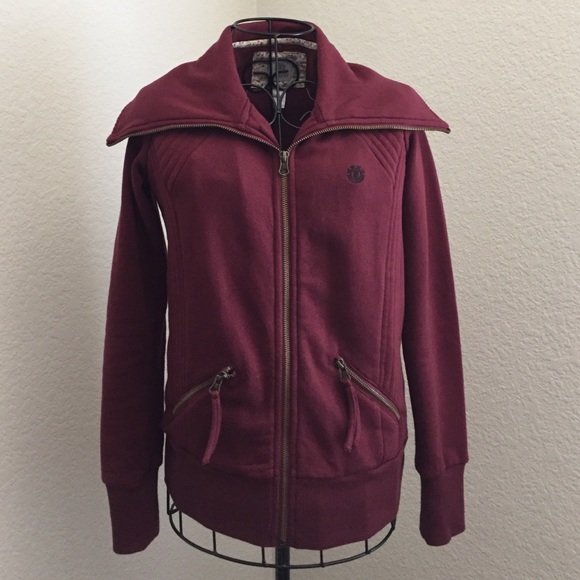 Element Sweaters - Burgundy Element Zip-up