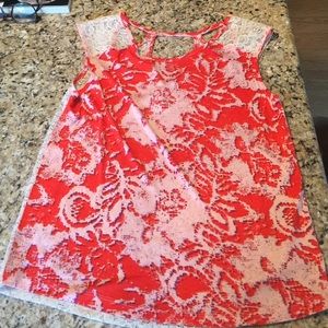 Sleeveless blouse with Sheer Lace Back