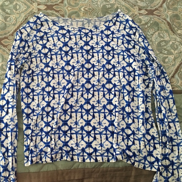 Long Sleeved Blue & White Top
