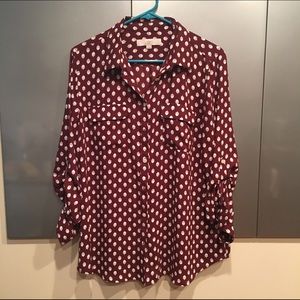 LOFT Acorn Print Utility Blouse