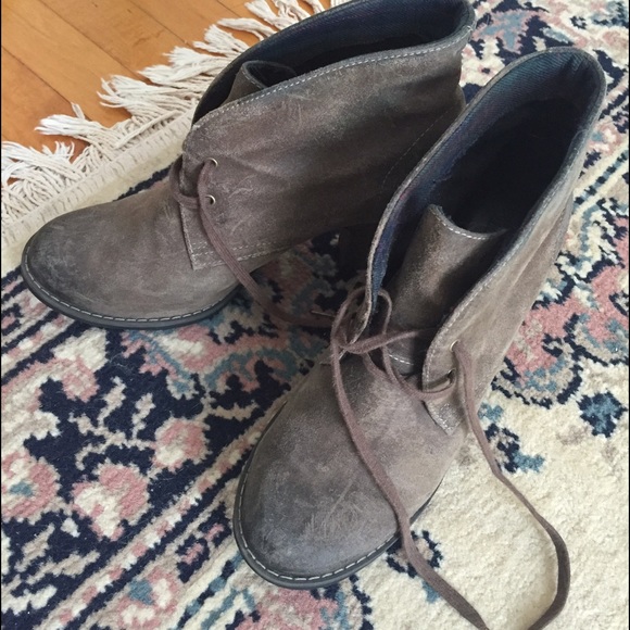 Clarks desert booties with heels.