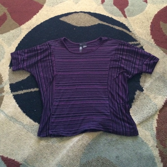 Purple and black stripped crop top - Picture 1 of 2
