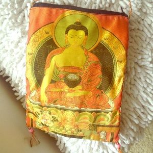 Silk Lightweight Fabric Bag - Buddha b/w Stripe