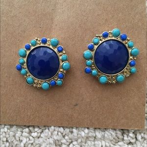 Blue statement stud earrings