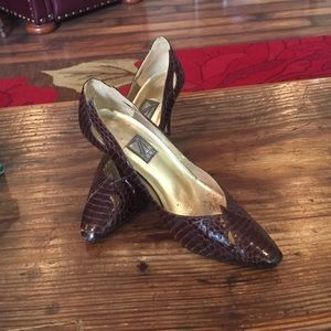 Brown snake skin heels. Size 8