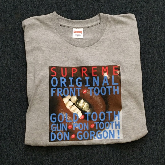 supreme gold teeth tee