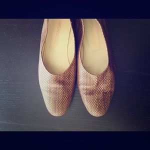 Joan & David Couture brown faux snake skin flats