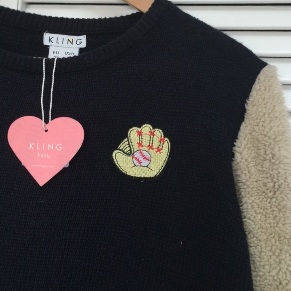 Modcloth Kling baseball glove sweater m Nwt