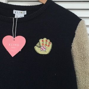 Modcloth Kling baseball glove sweater m Nwt