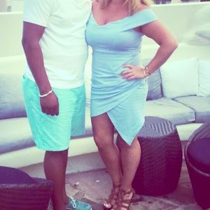 Blue off the shoulder dress