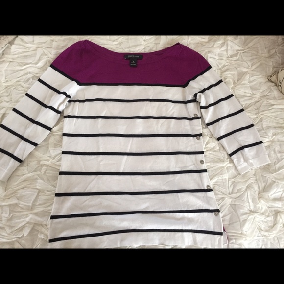 White & Black sweater w/ side buttons detail