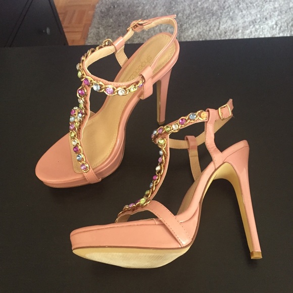 Jeweled ankle strap sandals