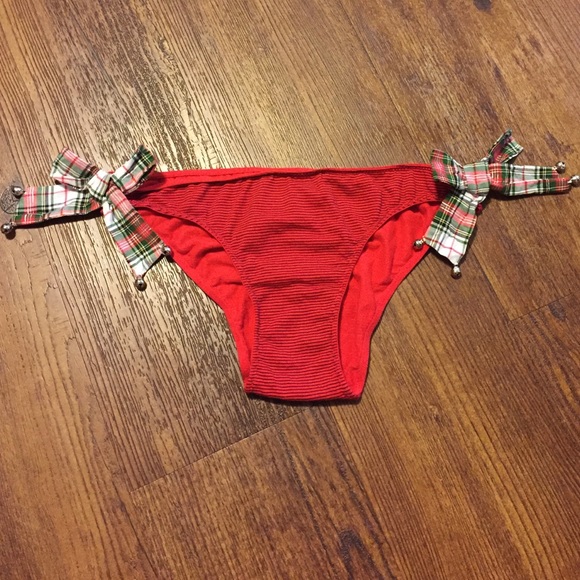 Red and black stripe bikini underwear.