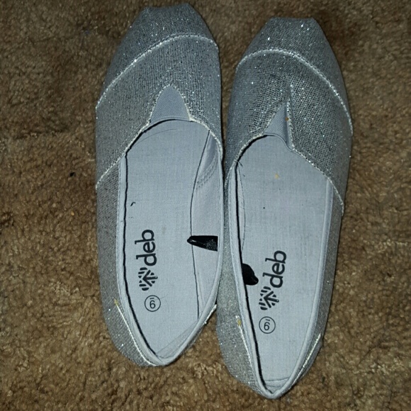 Silver glitter slip on shoes