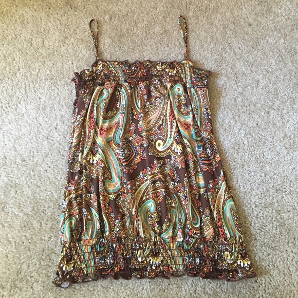Poetry brown paisley sleeveless top Small