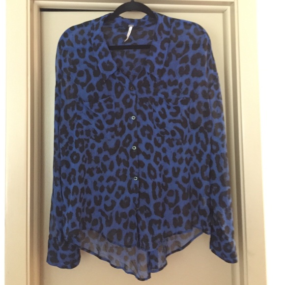 Free People leopard print blouse button down