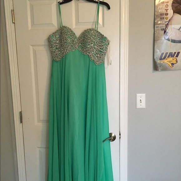 Sea foam green prom dress