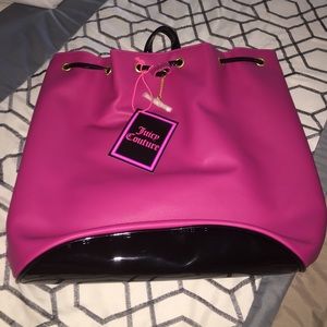 Juicy Couture Pink/Black Drawstring Backpack/Purse