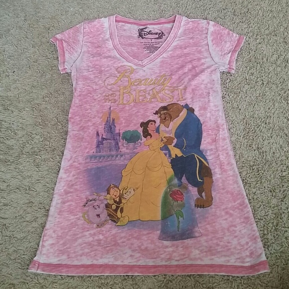 Beauty and the Beast burnout v-neck tee