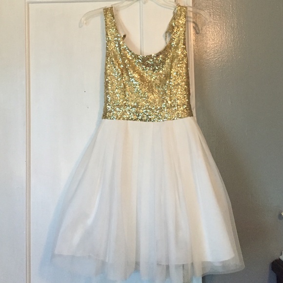 Gold/white homecoming dress