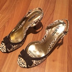 Brown polka dot heels