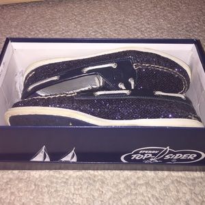 sparkly navy Sperry top siders