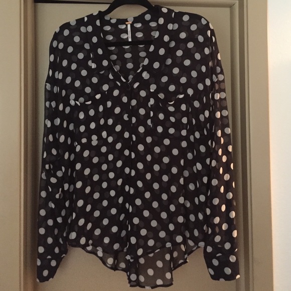 Dark Blue and White free people blouse