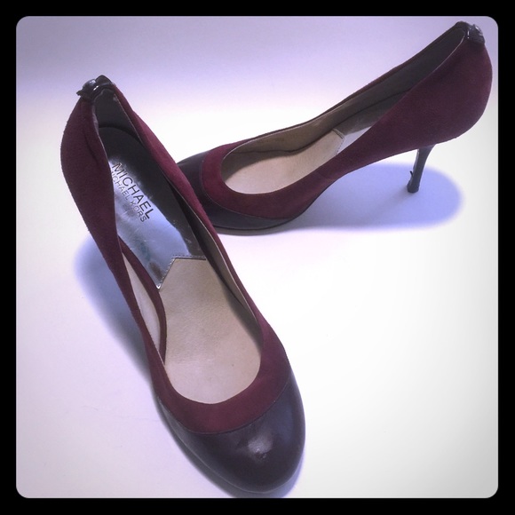 Michael by Michael Kors wine suede & patent pumps