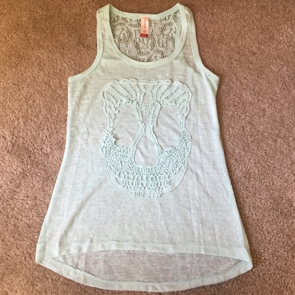 Juniors mint green skull tank top. Brand new!