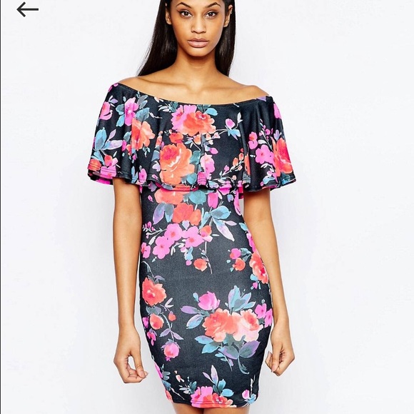 Asos Bardot floral print mini dress sz 8