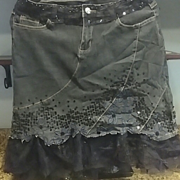 ✩  Denim Lace Skirt ✩