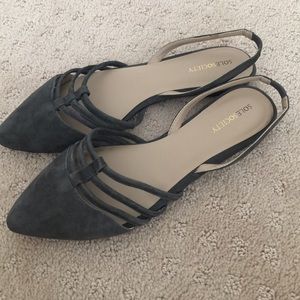 Grey suede sling back flats by Sole Society