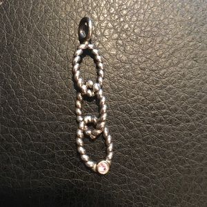 Pandora 3 ring dangle pendants with a pink stone