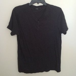 Black Buttoned V-Neck