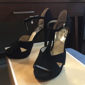 Michael kors black suede francoise heels size 7