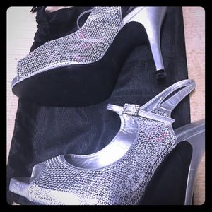 Silver Sequin Heels