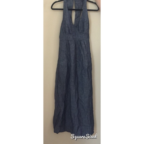 Navy Linen Maxi Sundress; Size Small