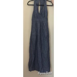 Navy Linen Maxi Sundress; Size Small