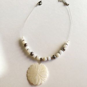 White Choker Circular Necklace with Beads! NWOT!