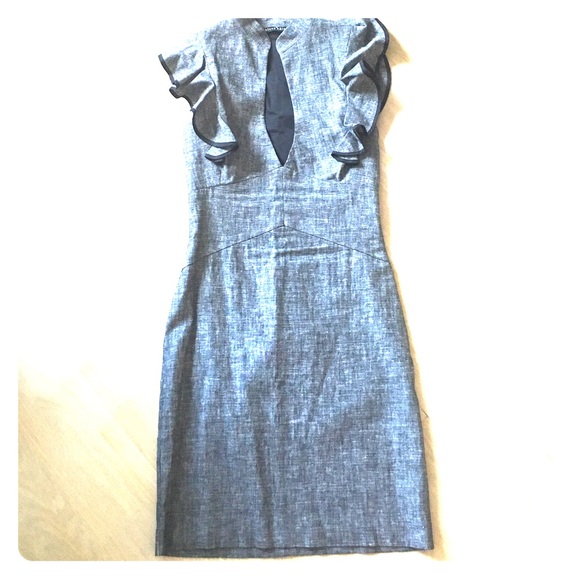 Black Halo Keyhole Ruffle Sleeve Mini Dress