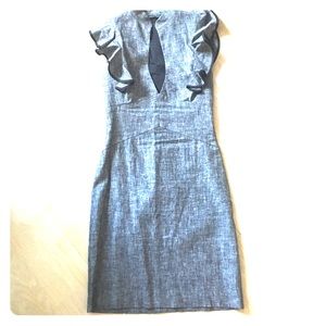 Black Halo Keyhole Ruffle Sleeve Mini Dress