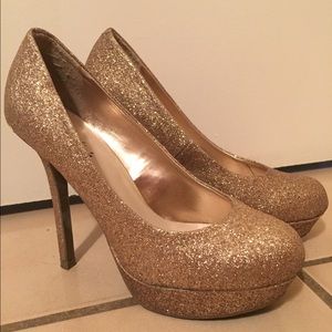 Gold sequin platforms