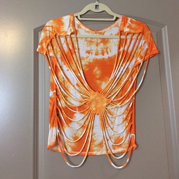 Orange tie dye stringy back shirt