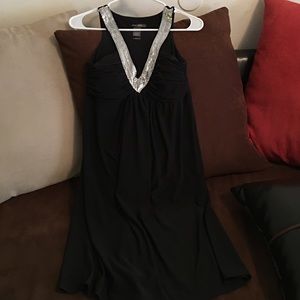 Black dress with silver trim