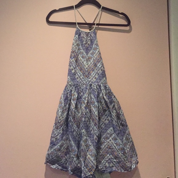 T beaded back printed mini dress