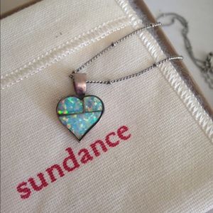 SUNDANCE Opal & Silver Heart Necklace