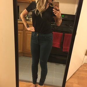 Zara hunter green skinny jean. Cute for fall!